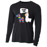 Llama Id Hit That Pinata Mexican Funny Cinco de Mayo Gift Cooling Performance Long Sleeve Crew