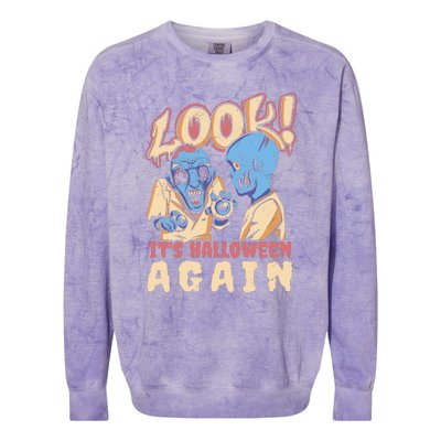 Look It's Halloween Again Colorblast Crewneck Sweatshirt