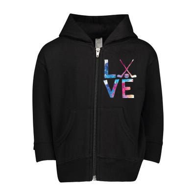 Love Ice Hockey Hockey Funny Gift Ice Hockey Gift Toddler Zip Fleece Hoodie