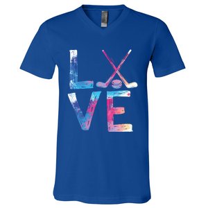 Love Ice Hockey Hockey Funny Gift Ice Hockey Gift V-Neck T-Shirt