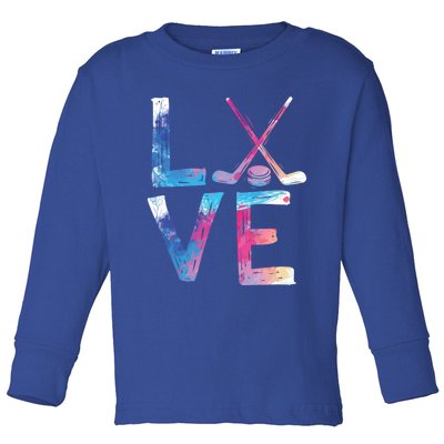 Love Ice Hockey Hockey Funny Gift Ice Hockey Gift Toddler Long Sleeve Shirt