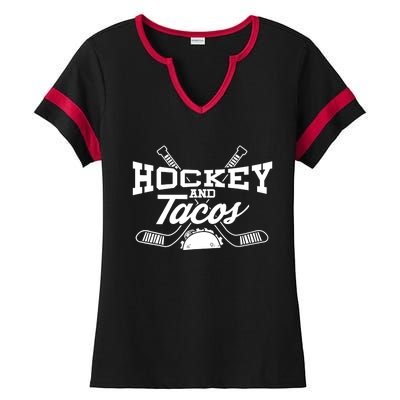 Love Ice Hockey Love Tacos Gift Design Idea Mexican Ladies Halftime Notch Neck Tee