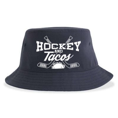 Love Ice Hockey Love Tacos Gift Design Idea Mexican Sustainable Bucket Hat