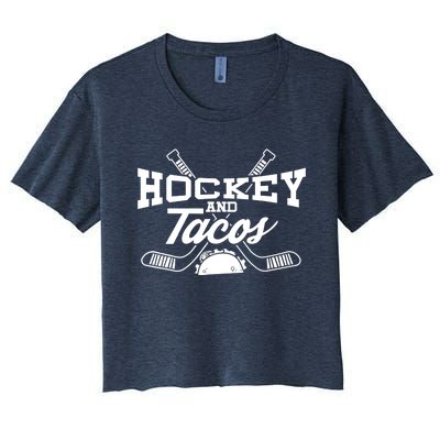 Love Ice Hockey Love Tacos Gift Design Idea Mexican Women's Crop Top Tee