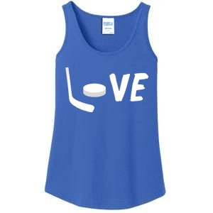 Love Is Hockey Love Hockey Stick And Puck Funny Gift Ladies Essential Tank