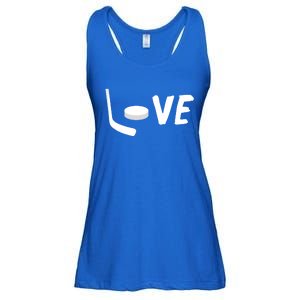 Love Is Hockey Love Hockey Stick And Puck Funny Gift Ladies Essential Flowy Tank