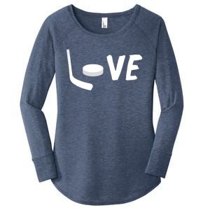 Love Is Hockey Love Hockey Stick And Puck Funny Gift Women's Perfect Tri Tunic Long Sleeve Shirt