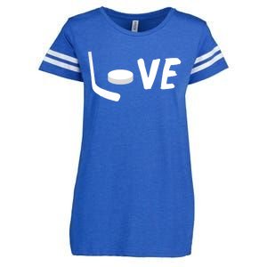 Love Is Hockey Love Hockey Stick And Puck Funny Gift Enza Ladies Jersey Football T-Shirt