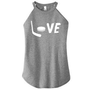 Love Is Hockey Love Hockey Stick And Puck Funny Gift Women's Perfect Tri Rocker Tank