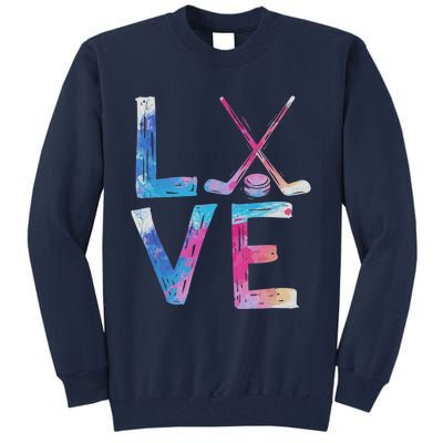 Love Ice Hockey Girls Hockey Gifts Tall Sweatshirt