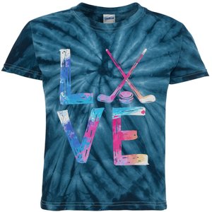 Love Ice Hockey Girls Hockey Gifts Kids Tie-Dye T-Shirt