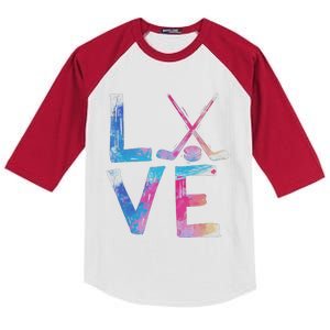 Love Ice Hockey Girls Hockey Gifts Kids Colorblock Raglan Jersey