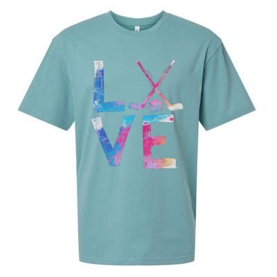 Love Ice Hockey Girls Hockey Gifts Sueded Cloud Jersey T-Shirt