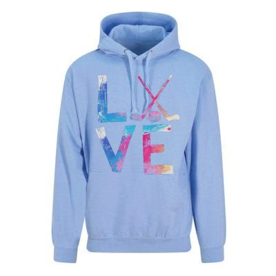 Love Ice Hockey Girls Hockey Gifts Unisex Surf Hoodie