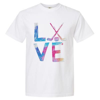 Love Ice Hockey Girls Hockey Gifts Garment-Dyed Heavyweight T-Shirt