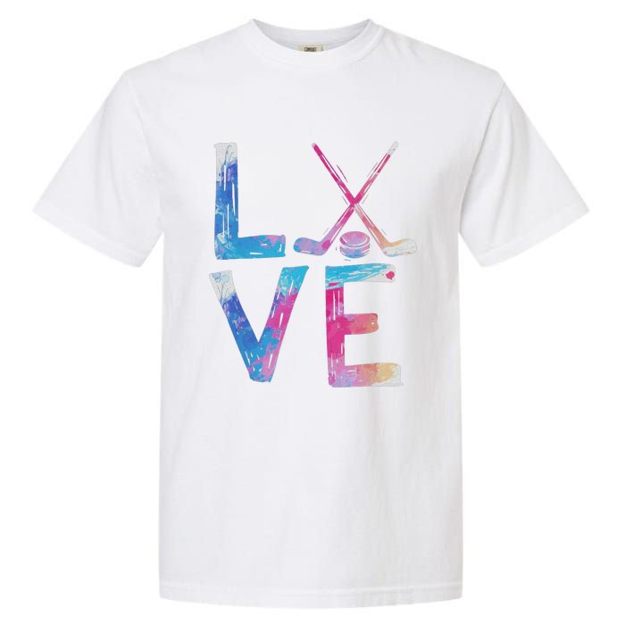 Love Ice Hockey Girls Hockey Gifts Garment-Dyed Heavyweight T-Shirt