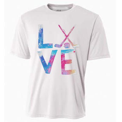 Love Ice Hockey Girls Hockey Gifts Cooling Performance Crew T-Shirt