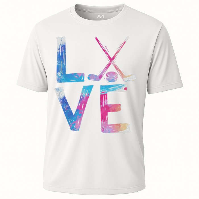 Love Ice Hockey Girls Hockey Gifts Cooling Performance Crew T-Shirt