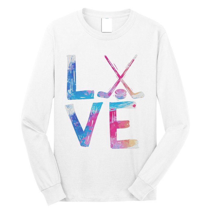 Love Ice Hockey Girls Hockey Gifts Long Sleeve Shirt