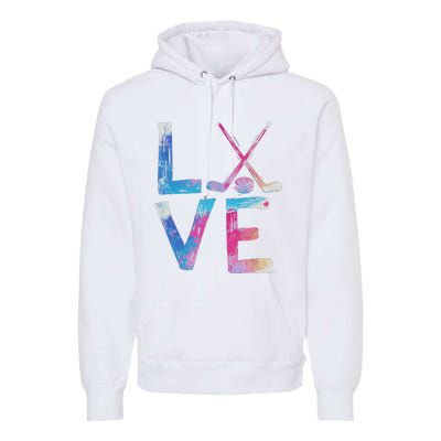 Love Ice Hockey Girls Hockey Gifts Premium Hoodie