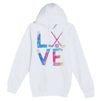 Love Ice Hockey Girls Hockey Gifts Premium Pullover Hoodie