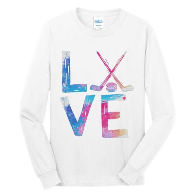 Love Ice Hockey Girls Hockey Gifts Tall Long Sleeve T-Shirt