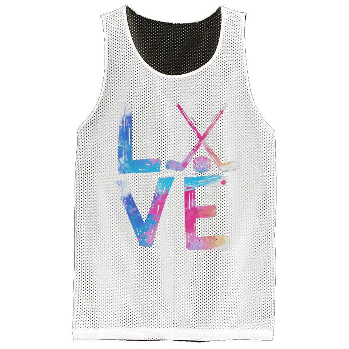 Love Ice Hockey Girls Hockey Gifts Mesh Reversible Basketball Jersey Tank