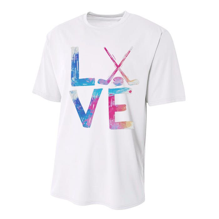 Love Ice Hockey Girls Hockey Gifts Performance Sprint T-Shirt