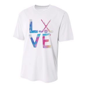 Love Ice Hockey Girls Hockey Gifts Youth Performance Sprint T-Shirt