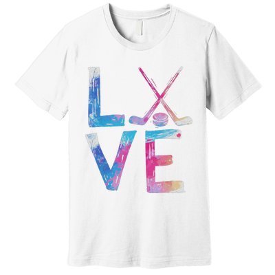 Love Ice Hockey Girls Hockey Gifts Premium T-Shirt