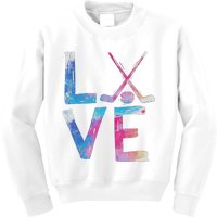 Love Ice Hockey Girls Hockey Gifts Kids Sweatshirt