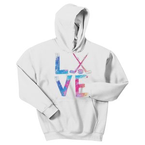 Love Ice Hockey Girls Hockey Gifts Kids Hoodie