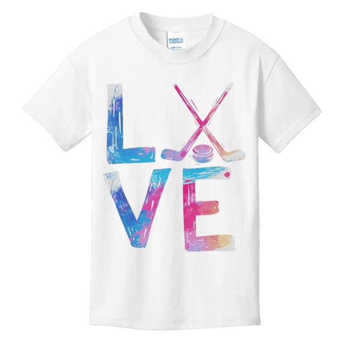 Love Ice Hockey Girls Hockey Gifts Kids T-Shirt