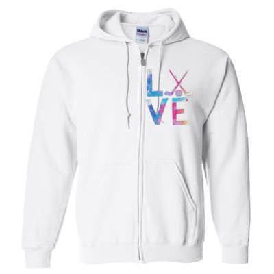 Love Ice Hockey Girls Hockey Gifts Full Zip Hoodie