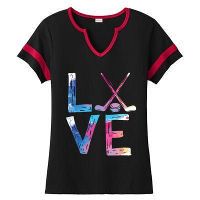 Love Ice Hockey Gifts Womens Ice Hockey Ladies Halftime Notch Neck Tee