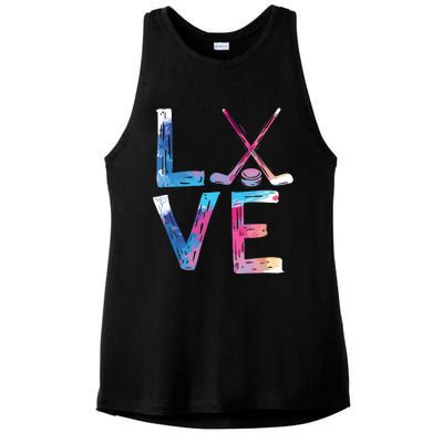 Love Ice Hockey Gifts Womens Ice Hockey Ladies PosiCharge Tri-Blend Wicking Tank