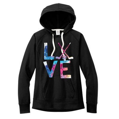 Love Ice Hockey Gifts Womens Ice Hockey Women's Fleece Hoodie