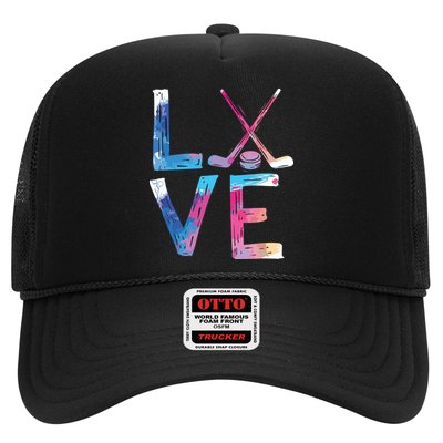 Love Ice Hockey Gifts Womens Ice Hockey Trucker Hat