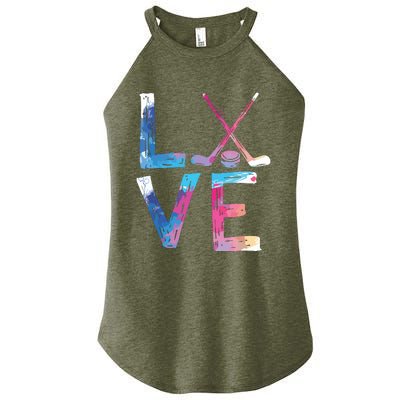 Love Ice Hockey Gifts Womens Ice Hockey Women's Perfect Tri Rocker Tank