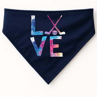 Love Ice Hockey Gifts Womens Ice Hockey USA-Made Doggie Bandana