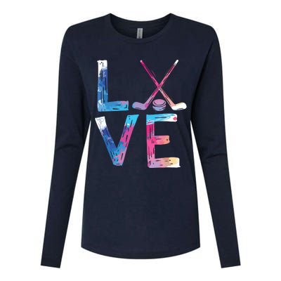 Love Ice Hockey Gifts Womens Ice Hockey Womens Cotton Relaxed Long Sleeve T-Shirt