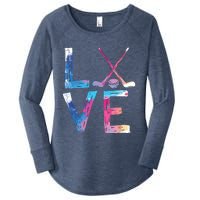 Love Ice Hockey Gifts Womens Ice Hockey Women's Perfect Tri Tunic Long Sleeve Shirt