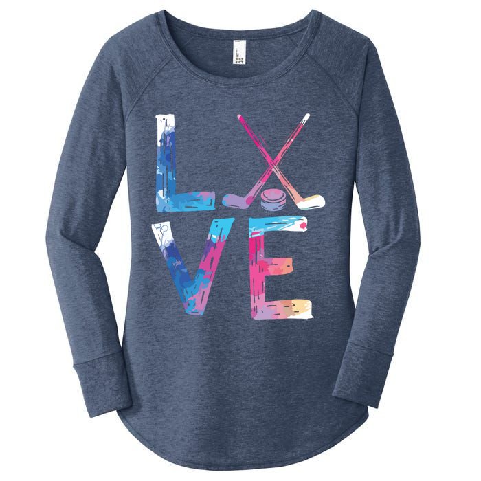 Love Ice Hockey Gifts Womens Ice Hockey Women's Perfect Tri Tunic Long Sleeve Shirt