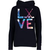 Love Ice Hockey Gifts Womens Ice Hockey Womens Funnel Neck Pullover Hood