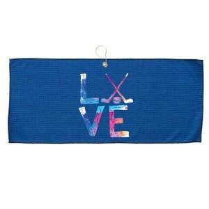 Love Ice Hockey Gifts Womens Ice Hockey Large Microfiber Waffle Golf Towel