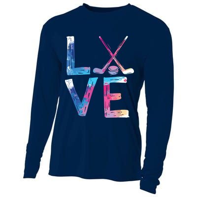 Love Ice Hockey Gifts Womens Ice Hockey Cooling Performance Long Sleeve Crew