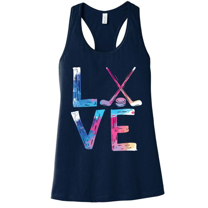 Love Ice Hockey Gifts Womens Ice Hockey Women's Racerback Tank