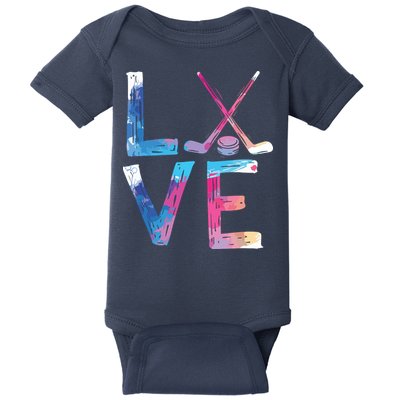 Love Ice Hockey Gifts Womens Ice Hockey Baby Bodysuit