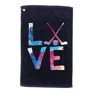 Love Ice Hockey Gifts Womens Ice Hockey Platinum Collection Golf Towel