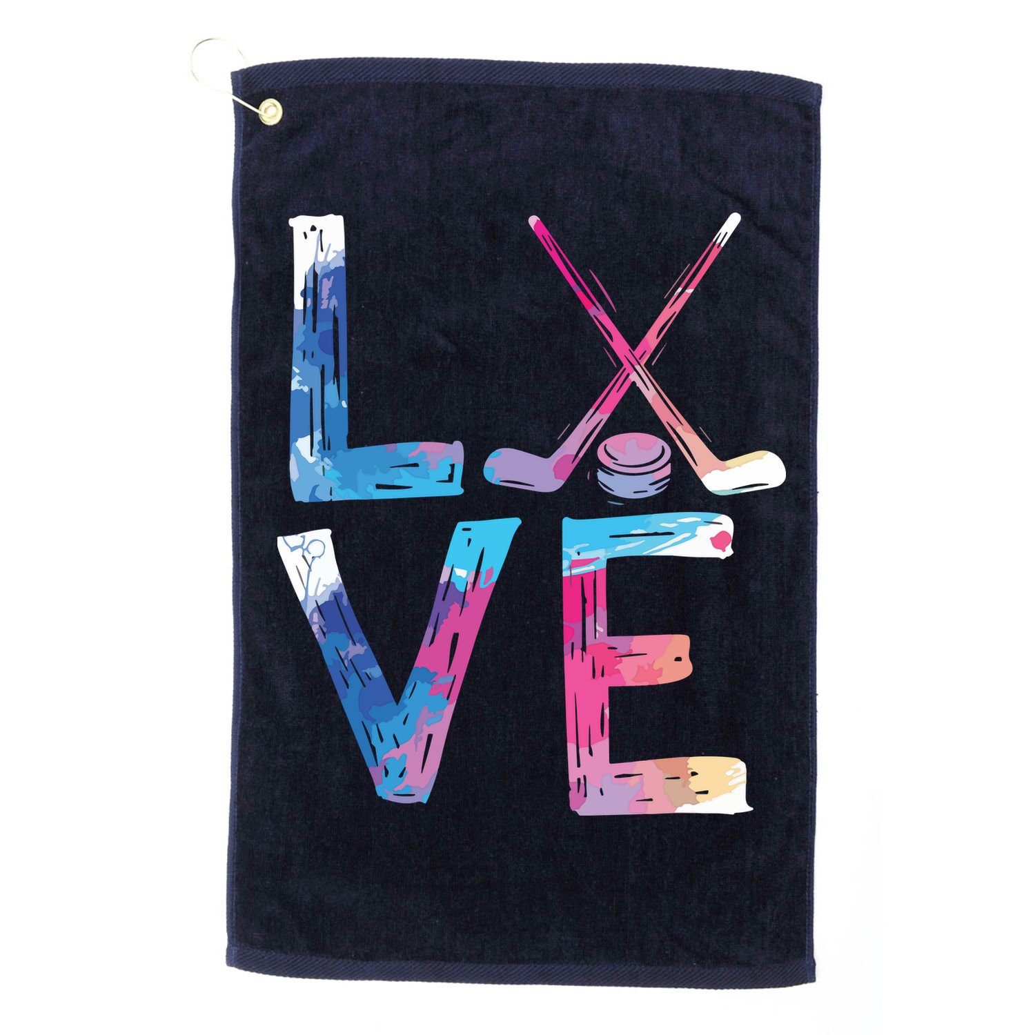Love Ice Hockey Gifts Womens Ice Hockey Golf Towel